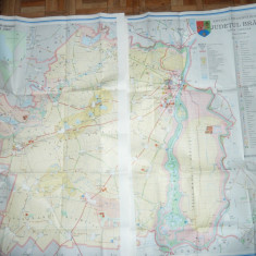 Harta Turistica a Judetului Braila 1985- 2 jumatati de 91x61cm fiecare
