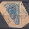 ROMANIA 1895/1900 REGELE CAROL I SPIC DE GRAU 5 BANI ALBASTRU/FRAGMENT STAMPILA FEROVIARA DREPTUNGHIULARA C.F.R.TECUCI