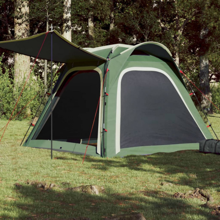 Cort de camping 4 persoane, verde, 240x221x160 cm, tafta 185T