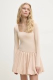 Answear Lab rochie culoarea bej, mini, evazată