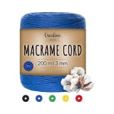 656 picioare sfoară macram&eacute; albastră | 200m | 3mm grosime | sfoară de bumbac