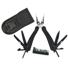 Cleste multifunctional DEPOX&reg;, Survival Gear, otel inoxidabil, 18 functii, 24 cm, negru, husa inclusa