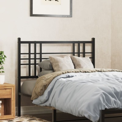 vidaXL Tăblie de pat metalică, negru, 107 cm 376354 foto