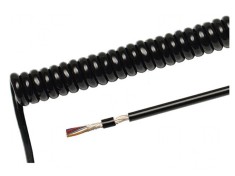 Cablu spiralat 5x0,14mm2 PUR negru 0,5m-2m