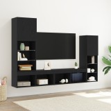 Dulap TV vidaXL Stejar Negru 30.5x30x102 cm Lemn Ingineresc