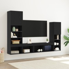 Dulap TV vidaXL Stejar Negru 30.5x30x102 cm Lemn Ingineresc, Dulap TV vidaXL cu Lumini LED Stejar Negru 40.5x30x102 cm, Dulapuri TV vidaXL cu Lumini L
