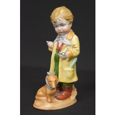 Statueta din portelan Wagner &amp; Apel Bertram Germania - Baiat veterinar cu caine