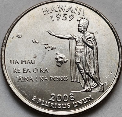 25 cents / quarter 2008 USA, Hawaii, unc, litera P foto