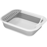 Litiera pliabila pentru pisici cu lopatica si capac, 45x34x12 cm, gri si alb Household NewTrend