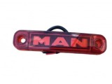 Lampa Gabarit LED Rosie 12V 24V, Logo MAN, 100mm, Auto, Rezistenta la Soc, Consum Redus Energie
