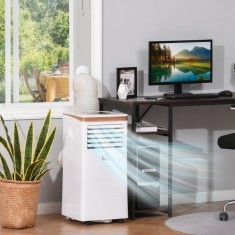 HOMCOM Conditionator portabil si Dezumidificator cu Telecomanda Timer 24H, 2 Viteze foto