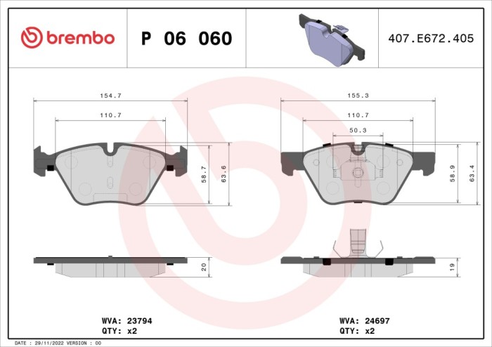 BREMBO P 06 060 PRIME LINE set placute frana,frana disc