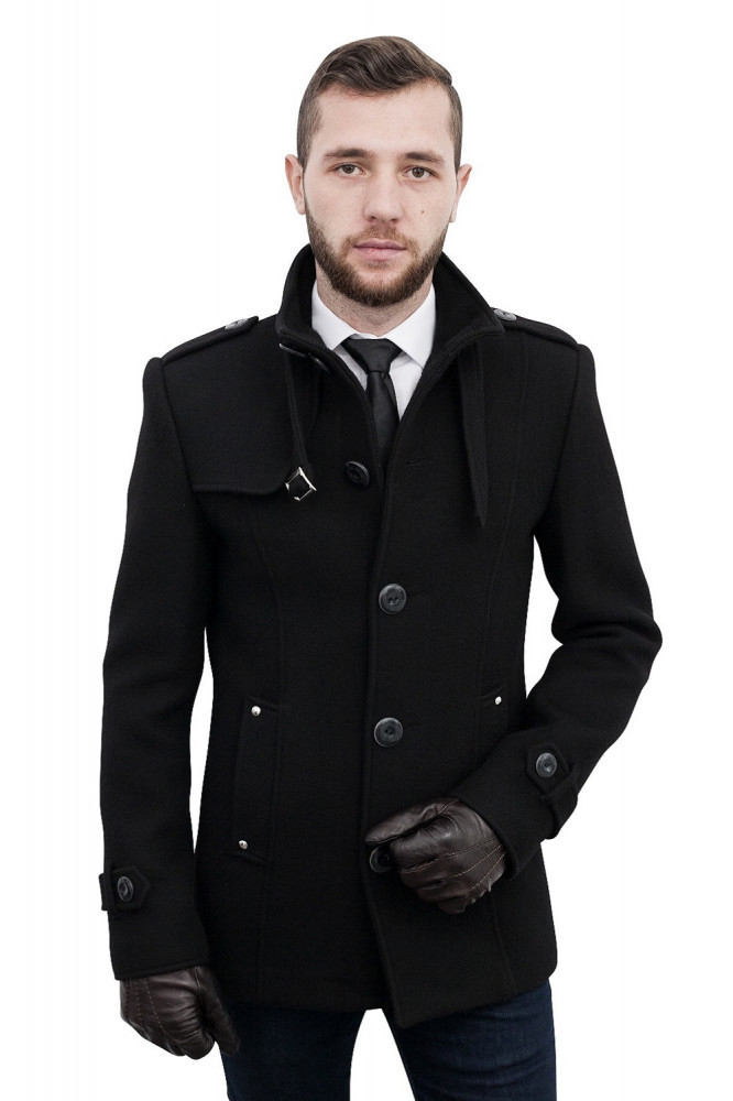 Palton barbati slim negru B108, 42, 50, 52, 56, 58, 60 | Okazii.ro