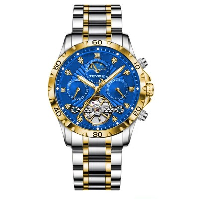 Ceas barbati Tevise Mecanic Automatic Business Analog Elegant Argintiu Albastru foto