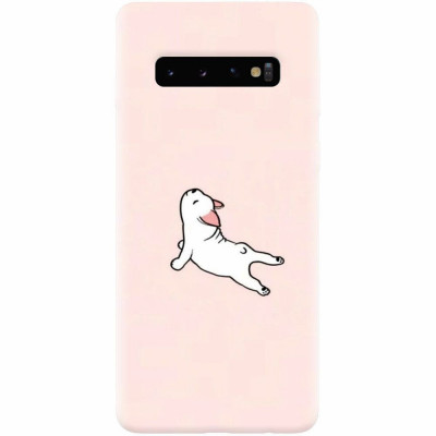 Husa silicon pentru Samsung Galaxy S10, Cute Dog Streching foto