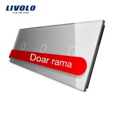 Cumpara ieftin Panou triplu pentru intrerupator touch Livolo din sticla, gri