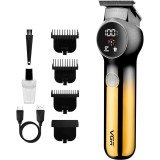 Masina de tuns cu accesorii, din metal si plastic, display LCD, cu 3 gratare, perie de curatare si sticluta de ulei, dimensiuni 15 * 4, 3 * 3, 4 cm, n