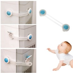 Sistem de siguranta copii, set 2 incuietori flexibile, sertare si usi mobilier, autoadezive