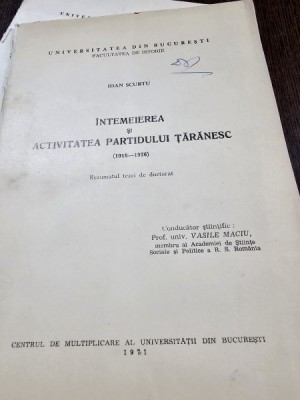 Intemeierea si activitatea Partidului Taranesc 1918-1926 - Ioan Scurtu foto