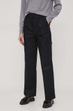 United Colors of Benetton pantaloni femei, culoarea negru, fason cargo, high waist