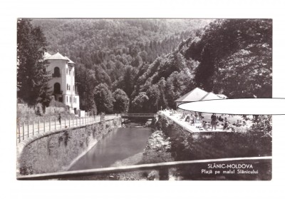 CP Slanic Modova - Plaja pe malul Slanicului, RPR, circulata 1960, stare buna foto