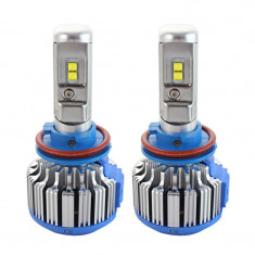 Resigilat Set 2 LED-uri Auto Techstar® T1, H11, 35w, 8000 Lumeni, 6000K, AUTO, 12-24 Volti, CREE, Canbus, Radiator Aluminiu