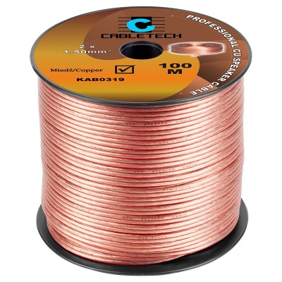 Cablu difuzor 1.5mm x2 cupru transparent Cabletech KAB0319 foto