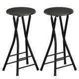 HOMCOM Set de 2 Taburete de Bar Pliabile, Taburete Rotunde cu Două Suporturi pentru Picioare, Cadru din Oțel, Negru | Aosom Romania