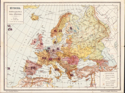 HST A2007 Harta politică cu noile frontiere 1922 Institutul cartografic Brașov foto