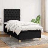vidaXL Pat box spring cu saltea, negru, 80x200 cm, textil
