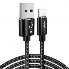 Cablu Compatibil cu Mufa Lightning - USB, 2.4A, 1.2m, Yesido (CA-57), Negru foto