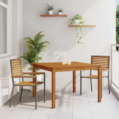 vidaXL Set de masă pentru grădină 3 pcs Gri Rattan poli 3365530 foto