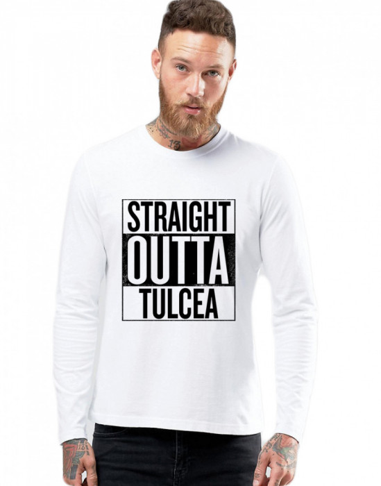 Bluza barbati alba - Straight Outta Tulcea - XL