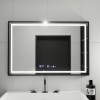 Oglinda LED Rectangulara, 100x80cm, Verite Majeste Noir MotionGlow Marcello, Sistem Dezaburire, Ceas &amp; Termometru, Dimabila ModernLight Concept, Oem