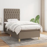 VidaXL Pat box spring cu saltea, gri taupe, 90x190 cm, textil
