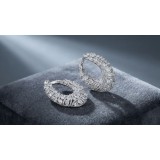 Cercei Statement din Argint 925 Rodiat cu Pavaj Bogat de Cristale ,Imperial Hoops