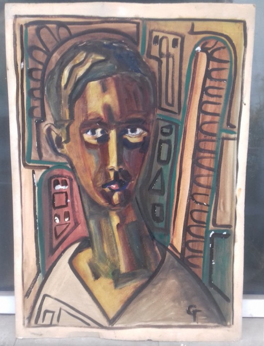 Tablou vechi - portret baiat - semnat G T
