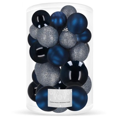Set globuri de Craciun, 30 bucati, 3 modele, 4/5/6cm, albastru inchis Household NewTrend foto