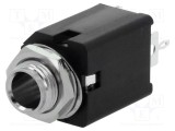Conector Jack 6,3mm Soclu Mamă Mono Piste 2 Drept THT AMPHENOL