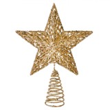 Stea Brad 3D Glitter, Metal și Plastic, Culoare Auriu, 33cm, Oem