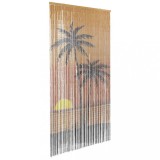 VidaXL Perdele ușă cu insecte imprimeu palmieri 100x200 cm bambus