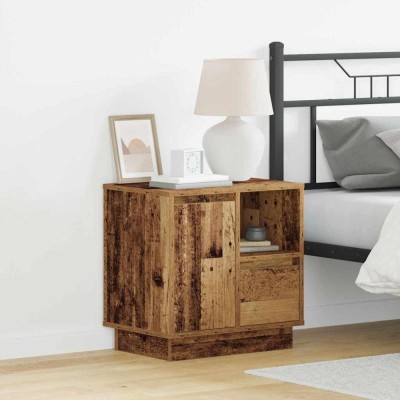 vidaXL Dulap de noapte cu sertar cu 2 pcs Lemn Vechi 50 x 34.5 x 50 cm 869590 foto