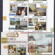 DB1 Pictura Mozambic Impresionisti Manet Sisley MS + SS tMNH