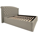 Pat Matrimonial Alison tapitat cu somiera rabatabila diverse dimensiuni, culoare crem - 200x200
