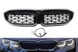 Grile rinichi iluminate Iconic Glow stil diamant, potrivite pentru BMW Seria 3 G20, G21 2019-2022, negru lucios Performance AutoTuning