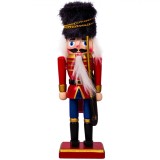 Decorațiune Crăciun, Soldat Lemn, Uniformă Roșie/Albastră, Căciulă Blană Neagră, 20cm, Oem