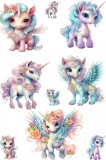 Cumpara ieftin Sticker decorativ Colaj Unicorni, Roz, 90 cm, 7947ST-5, Oem