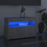 VidaXL Comode TV cu lumini LED, 2 buc., gri beton, 60x35x40 cm