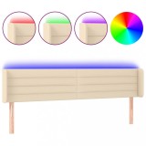 Cumpara ieftin Tablie de pat cu LED, crem, 203x16x78/88 cm, textil