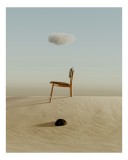 Tablou Canvas Scaun Solitar Sub Nor Plutitor Artă Murală Unică, 26 x 39 cm, CMCLASS